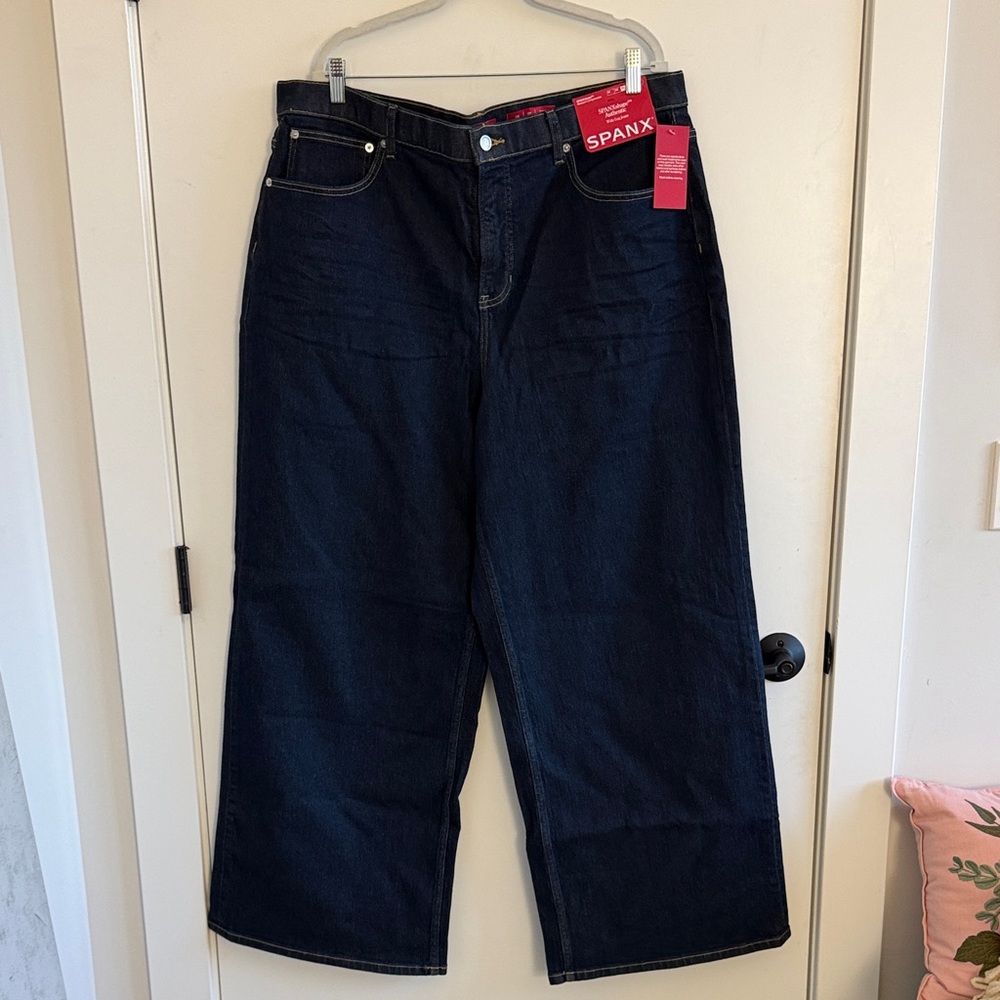 SPANX Women's Navy Wide Leg Jeans Regular Length